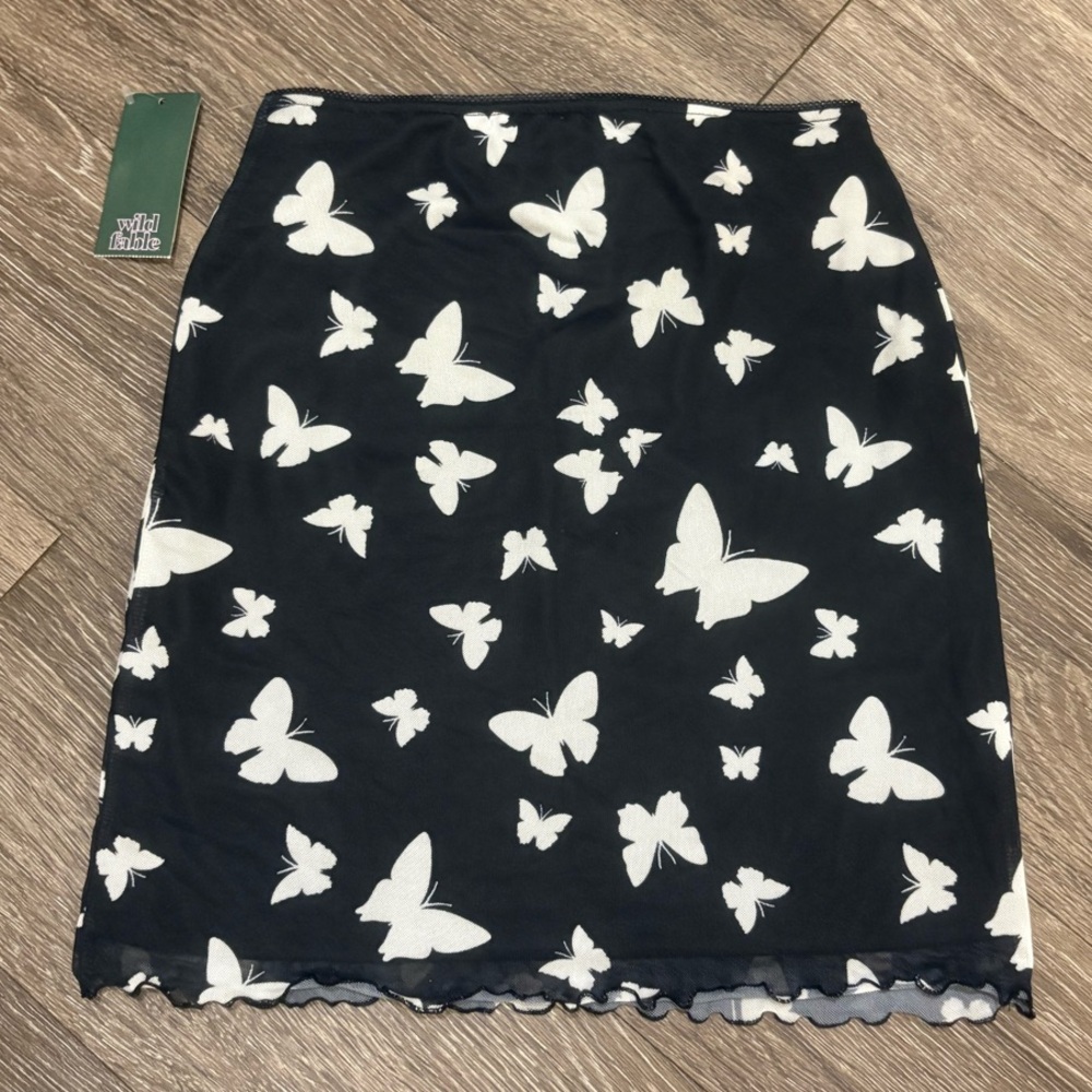 Wild Fable Black and White Butterfly Skirt Size XS